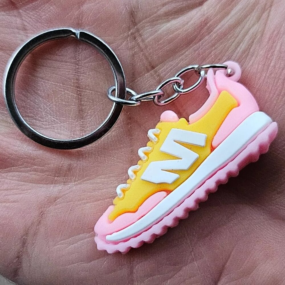 Mini Shoes Keychain Pink/Yellow Rubber Sneaker Keys Holder Keyring New